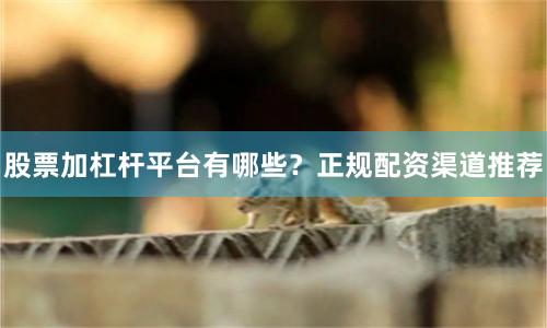 股票加杠杆平台有哪些？正规配资渠道推荐